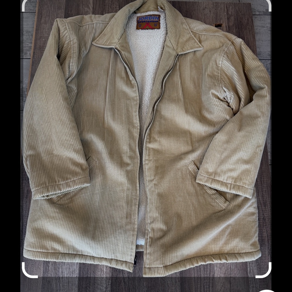 Vintage Jordin Sportswear jacket men's khaki Sherpa 100% cotton lining size XL - Picture 7 of 7